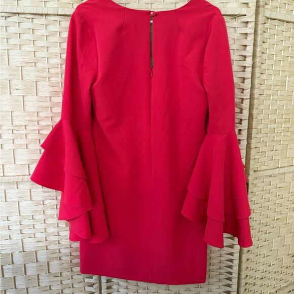 Milly Nicole Cady V-Nek Bell Sleeve Red Mini Dres Size 4 - Picture 5 of 10